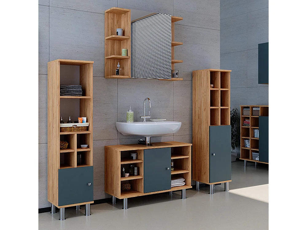 Meuble salle de bain vert 30x30x130.6 fynn