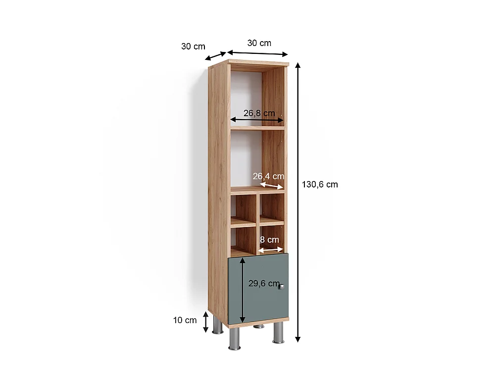 Meuble salle de bain vert 30x30x130.6 fynn