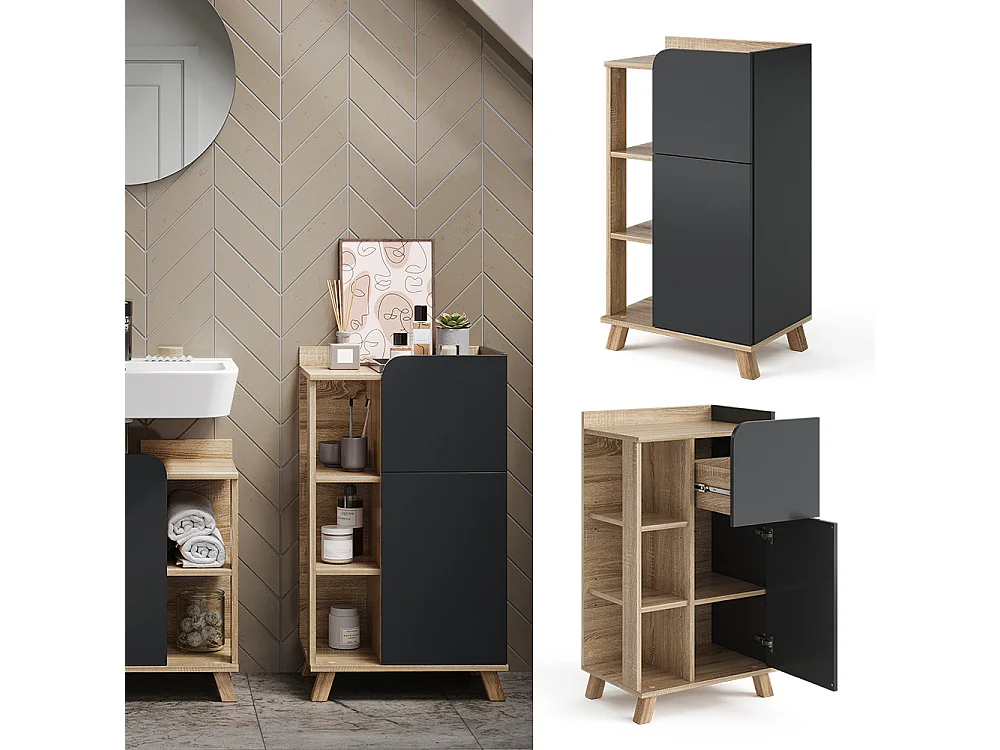 Unterschrank sonoma/anthrazit 50x35x90 karen