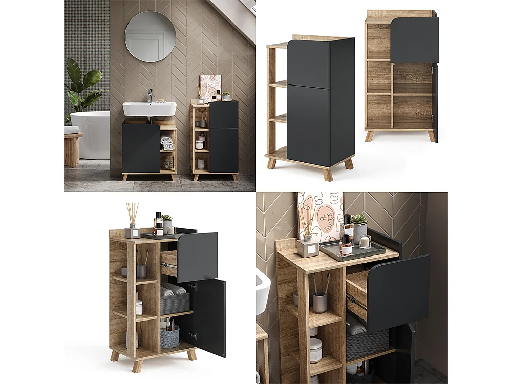 Unterschrank sonoma/anthrazit 50x35x90 karen