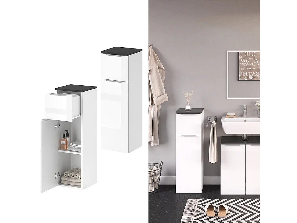 Midischrank weiß hochglanz 30x30x95 otis