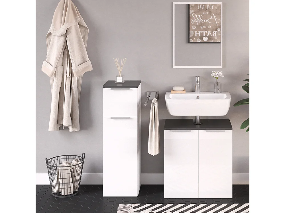 Midischrank weiß hochglanz 30x30x95 otis