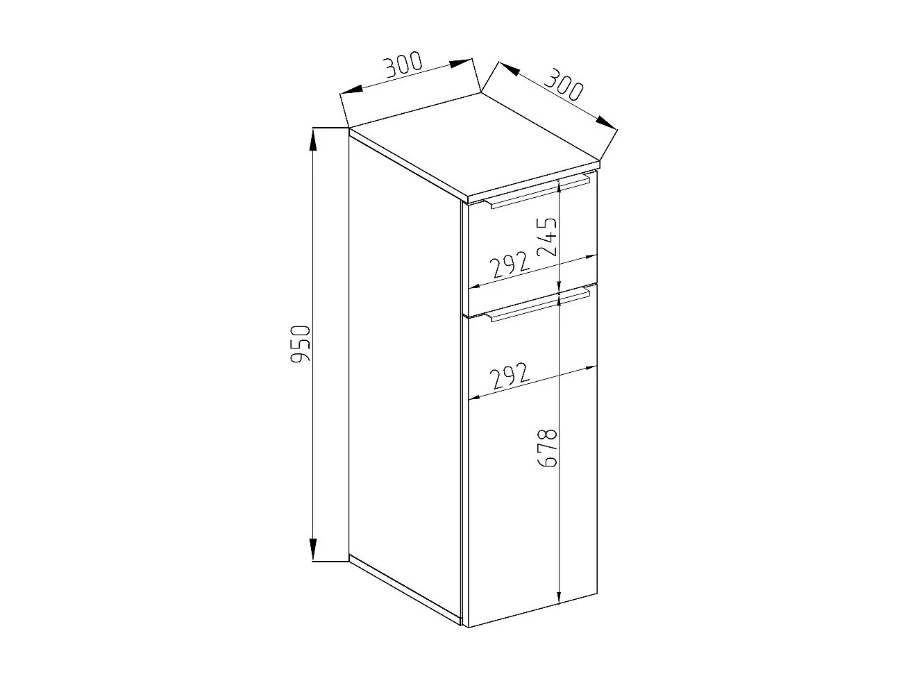 Meuble salle de bain blanc haute brillance 30x30x95 otis