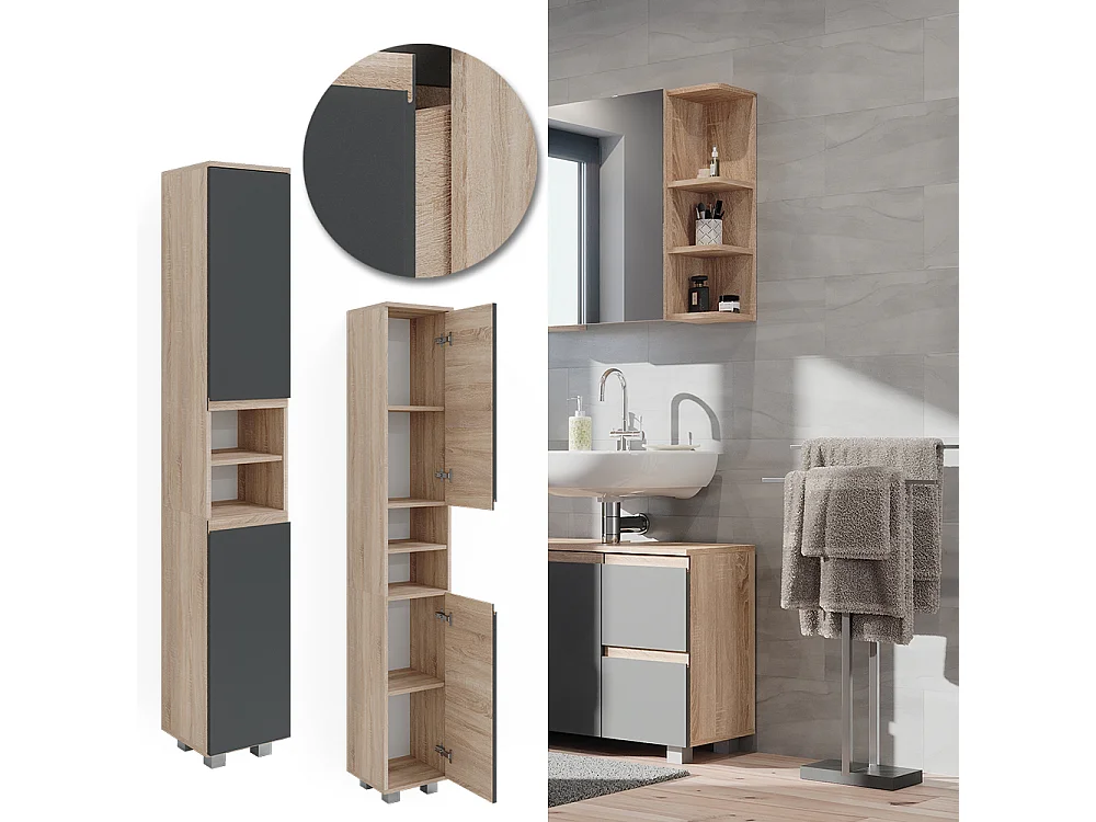 Badschrank sonoma 30x30x190 j-shape