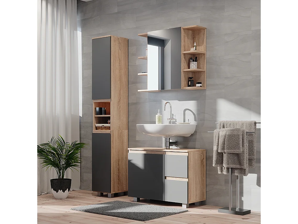 Badschrank sonoma 30x30x190 j-shape