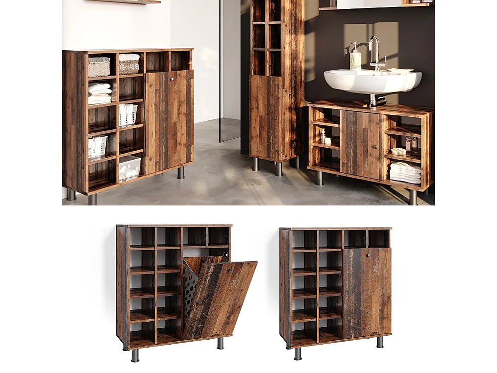 Badschrank eiche rustikal 78.4x34x91.6 fynn