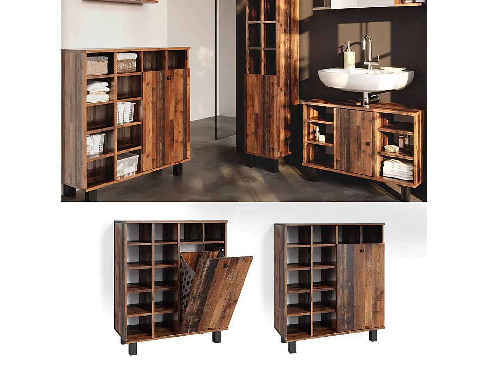 Armoire de salle de bain chêne rustique 78.4x34x91.6 fynn