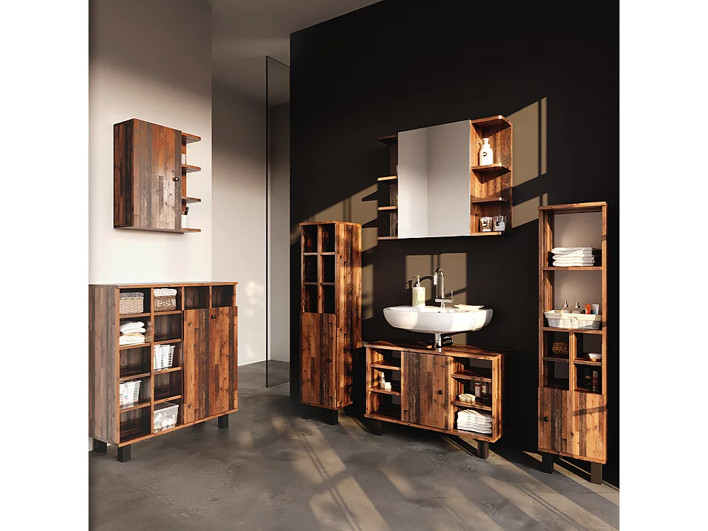 Armoire de salle de bain chêne rustique 78.4x34x91.6 fynn