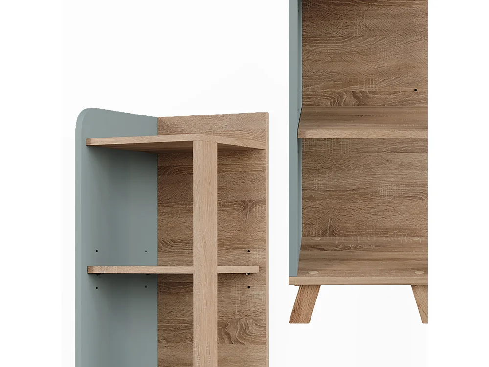 Halfhoge kast sonoma/blauw 30x35x128 karen