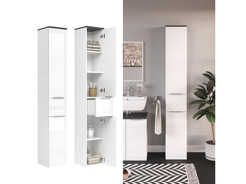 Badschrank weiß hochglanz 30x30x190 otis