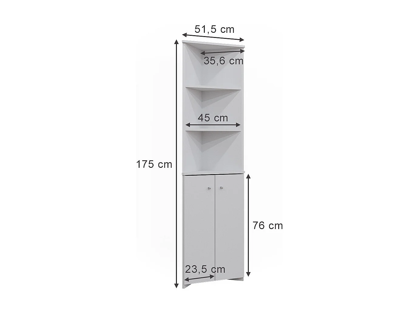 Badschrank weiß 51.5x35.6x175 fynn
