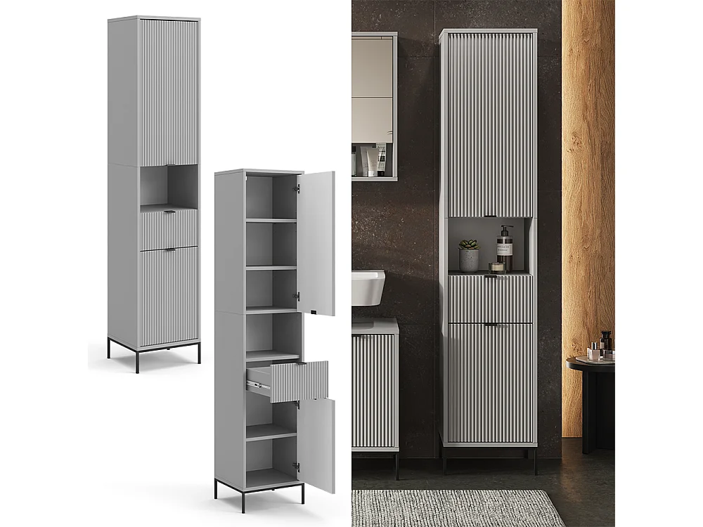 Meuble salle de bain gris 40x35x190 eliza