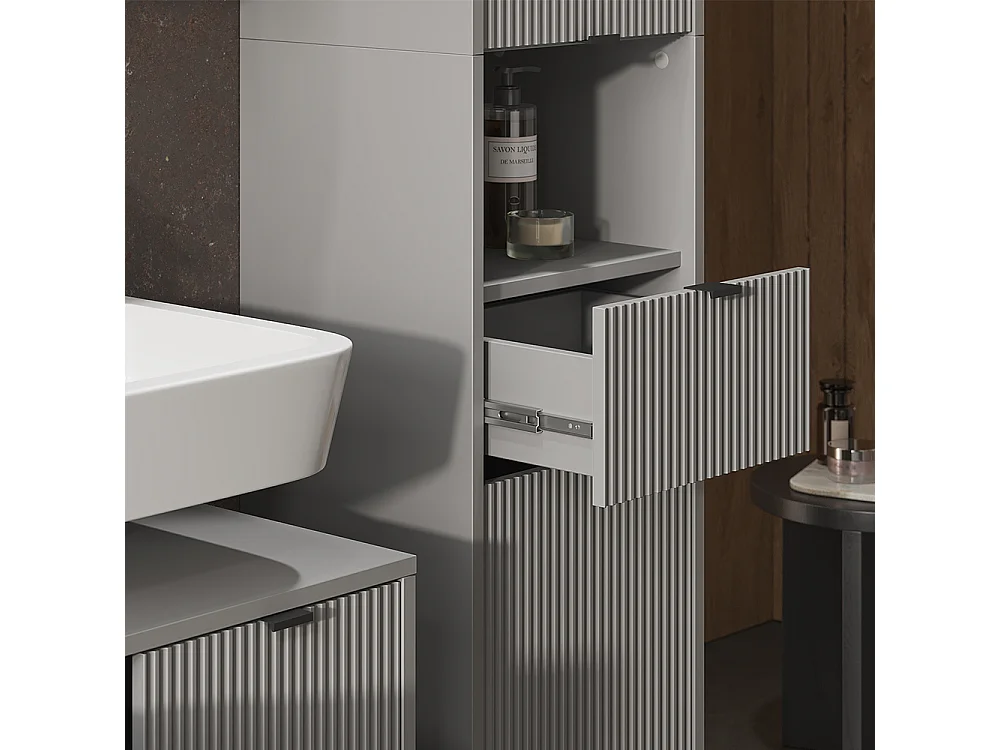 Meuble salle de bain gris 40x35x190 eliza