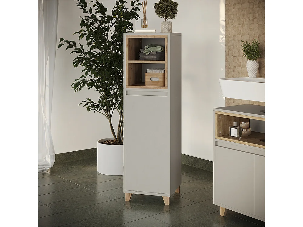 Meuble salle de bain grège 30x30x105.2 elnor