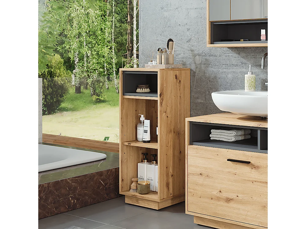 Armoire midish chêne artisan/anthracite 38x30x93 beatrice