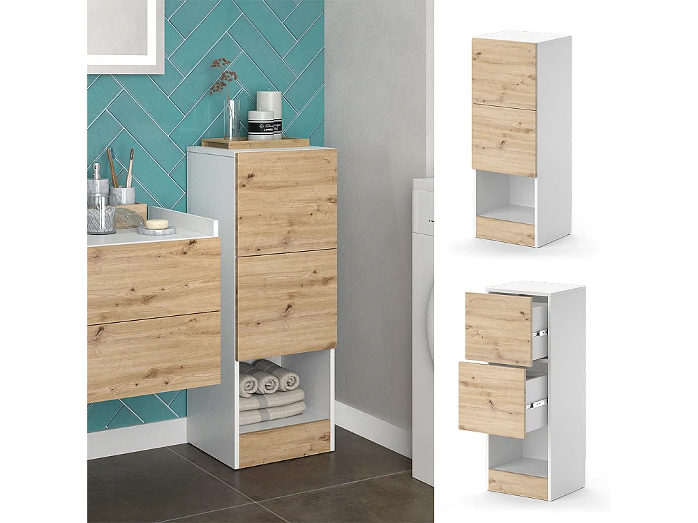 Meuble salle de bain blanc 35x30.2x92 alf