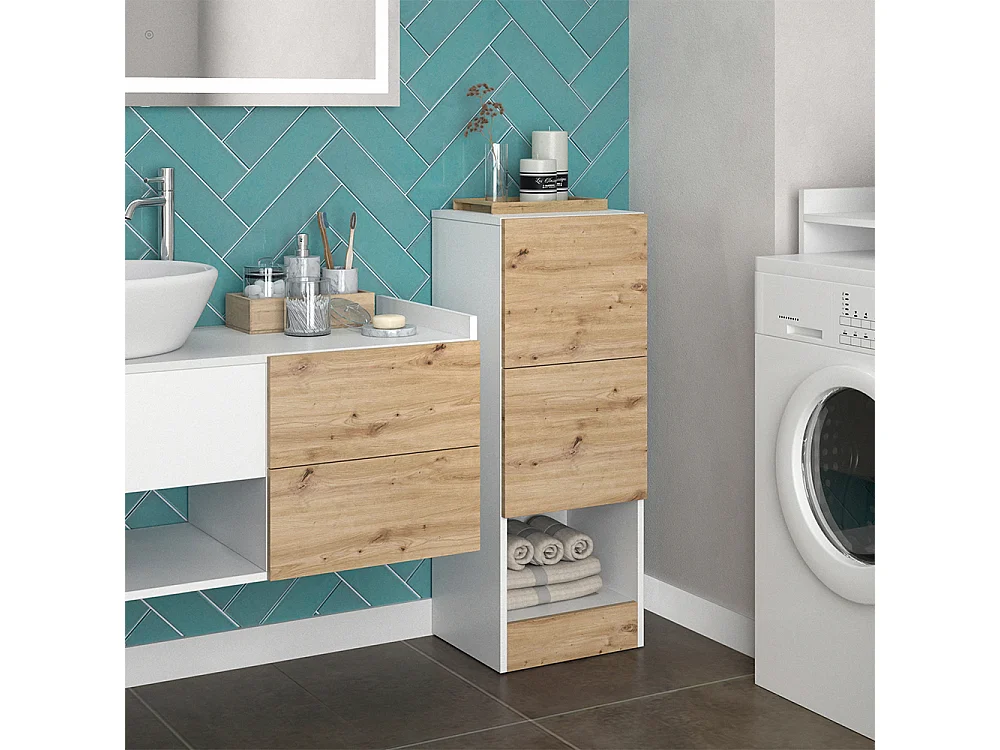 Meuble salle de bain blanc 35x30.2x92 alf