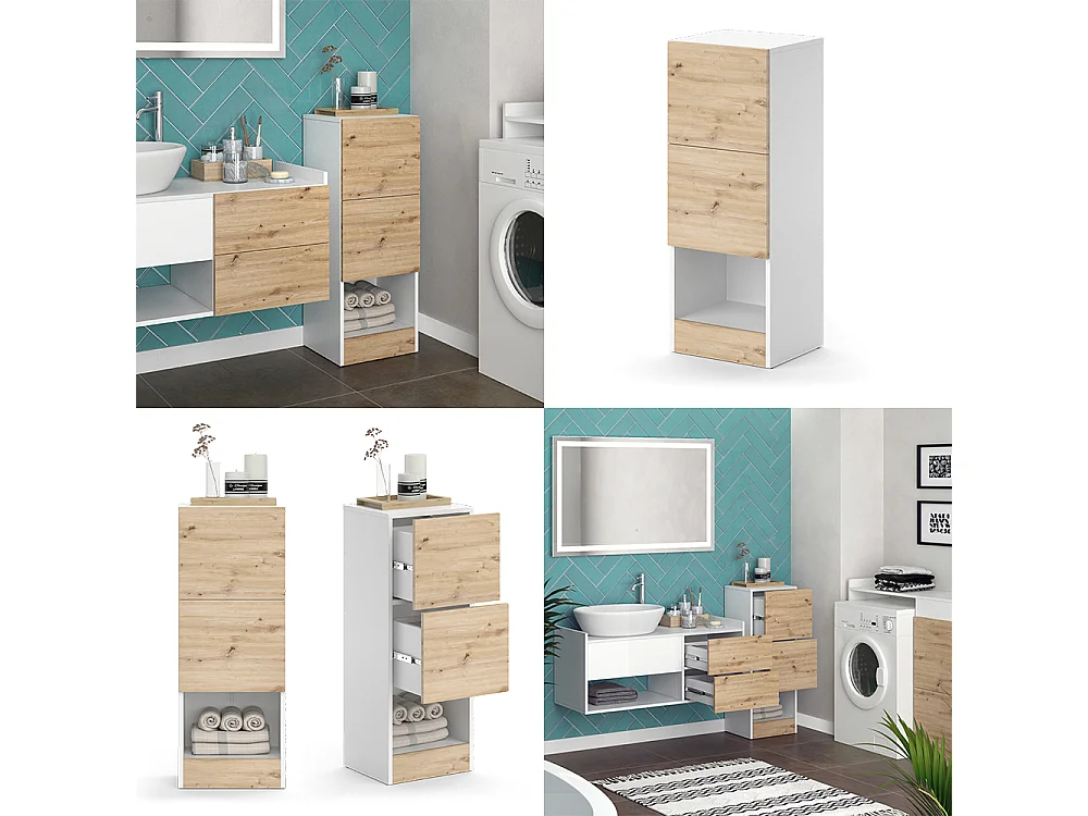 Meuble salle de bain blanc 35x30.2x92 alf