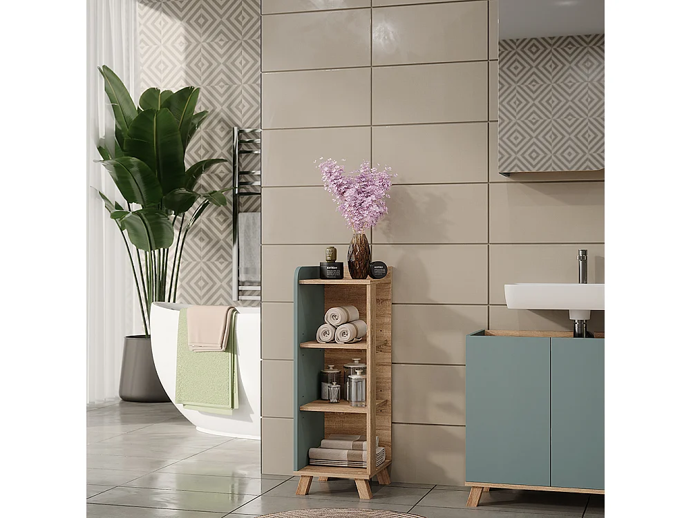 Midikast sonoma/blauw 30x35x90 karen