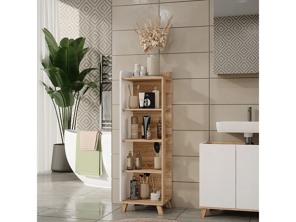 Étagère de salle de bain sonoma/blanc 40x35x128 karen