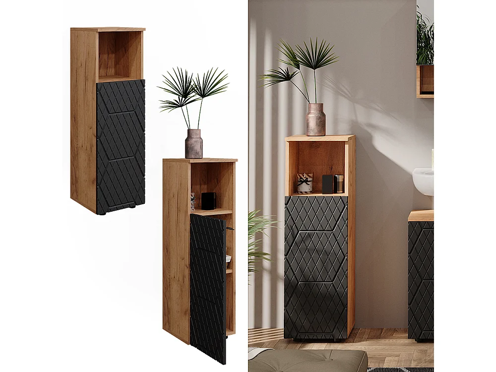 Armoire midisch anthracite avec structure en nid dabeille 30x30x95 irma