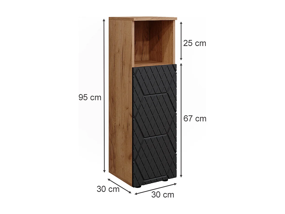 Armoire midisch anthracite avec structure en nid dabeille 30x30x95 irma
