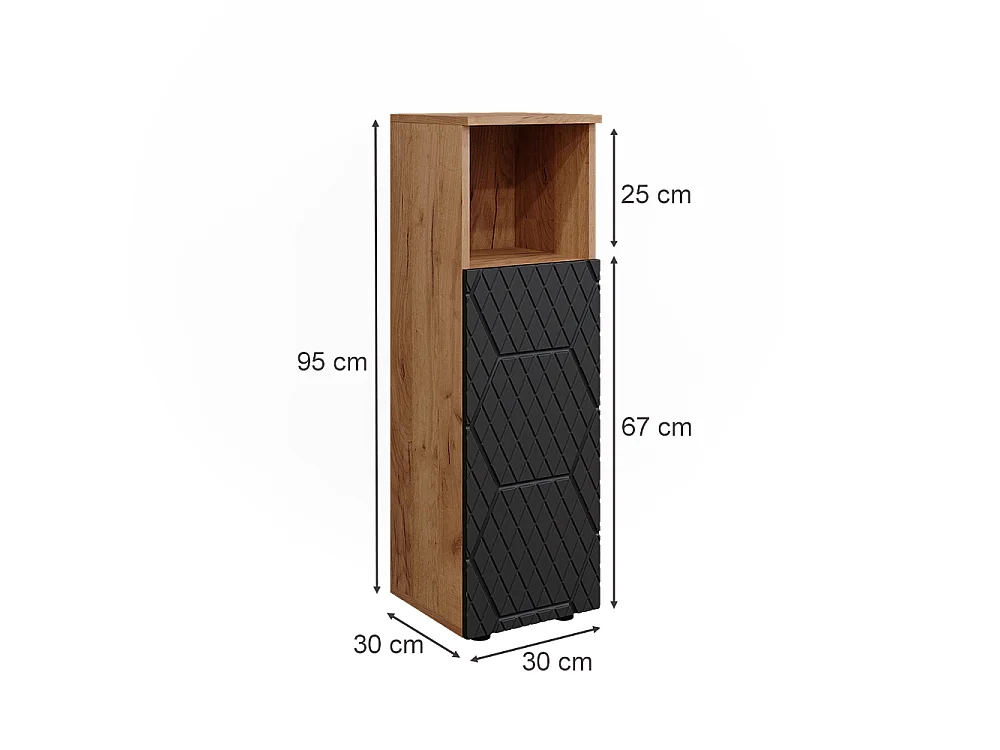 Armoire midisch anthracite avec structure en nid dabeille 30x30x95 irma