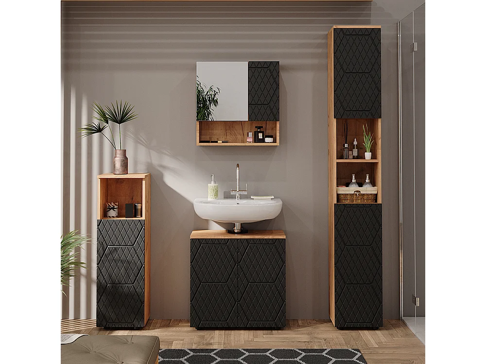 Armoire midisch anthracite avec structure en nid dabeille 30x30x95 irma