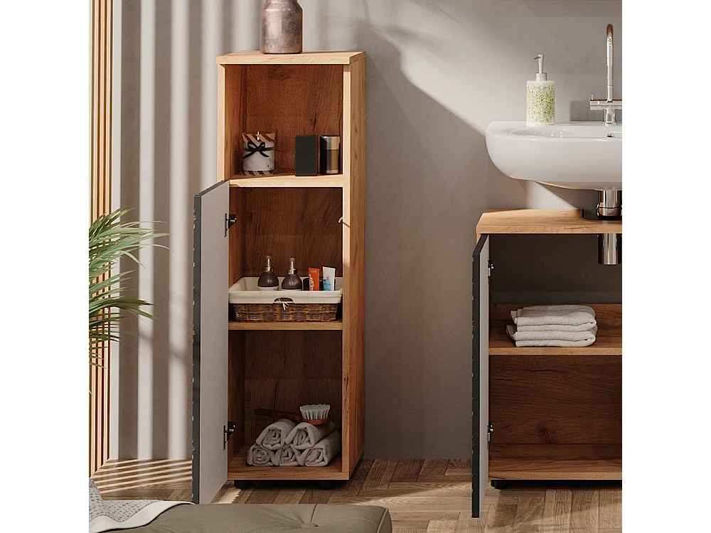 Armoire midisch anthracite avec structure en nid dabeille 30x30x95 irma