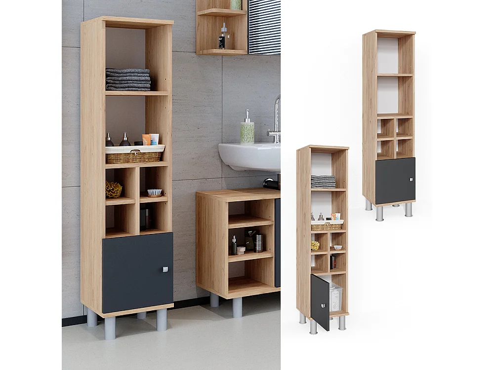 Meuble salle de bain anthracite 30x30x130.6 fynn