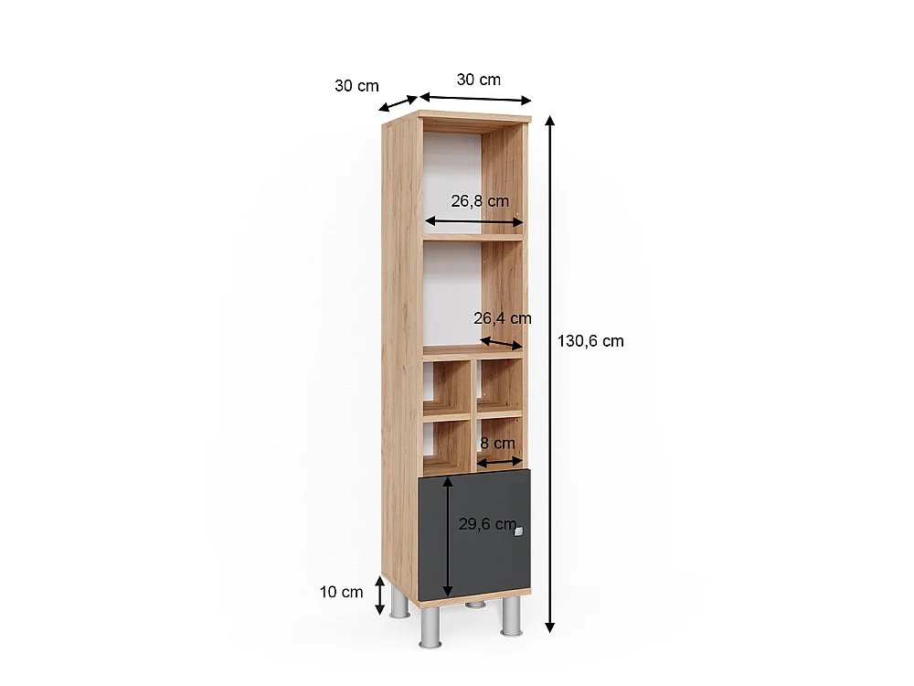 Meuble salle de bain anthracite 30x30x130.6 fynn