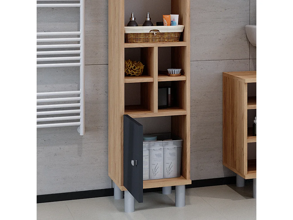 Meuble salle de bain anthracite 30x30x130.6 fynn