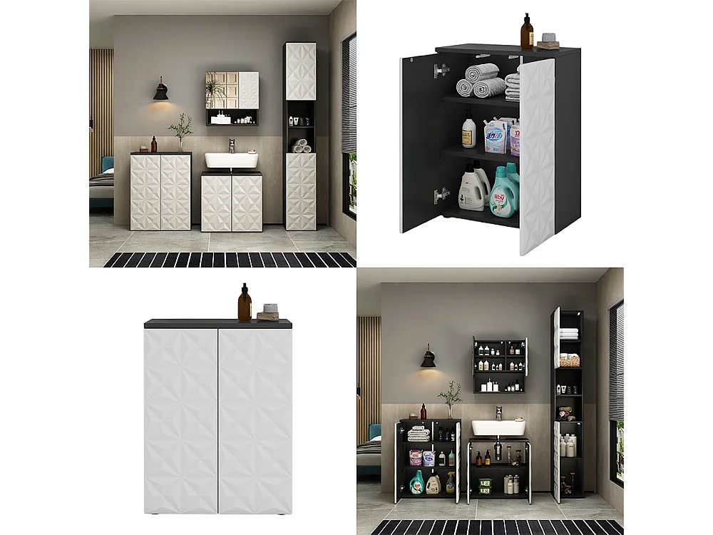 Meuble salle de bain noir 60x30x79.5 edge