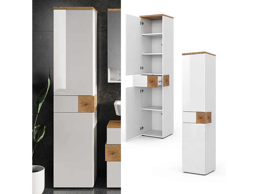 Armadio per il bagno bianco 40x37x184.2 eden