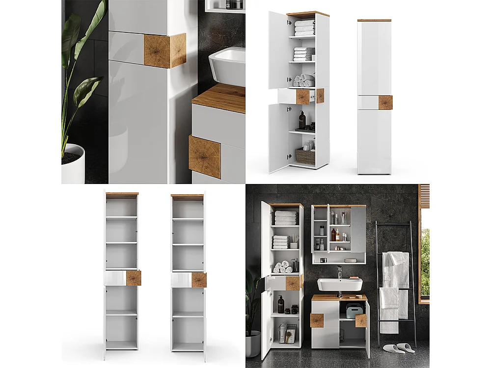 Armadio per il bagno bianco 40x37x184.2 eden