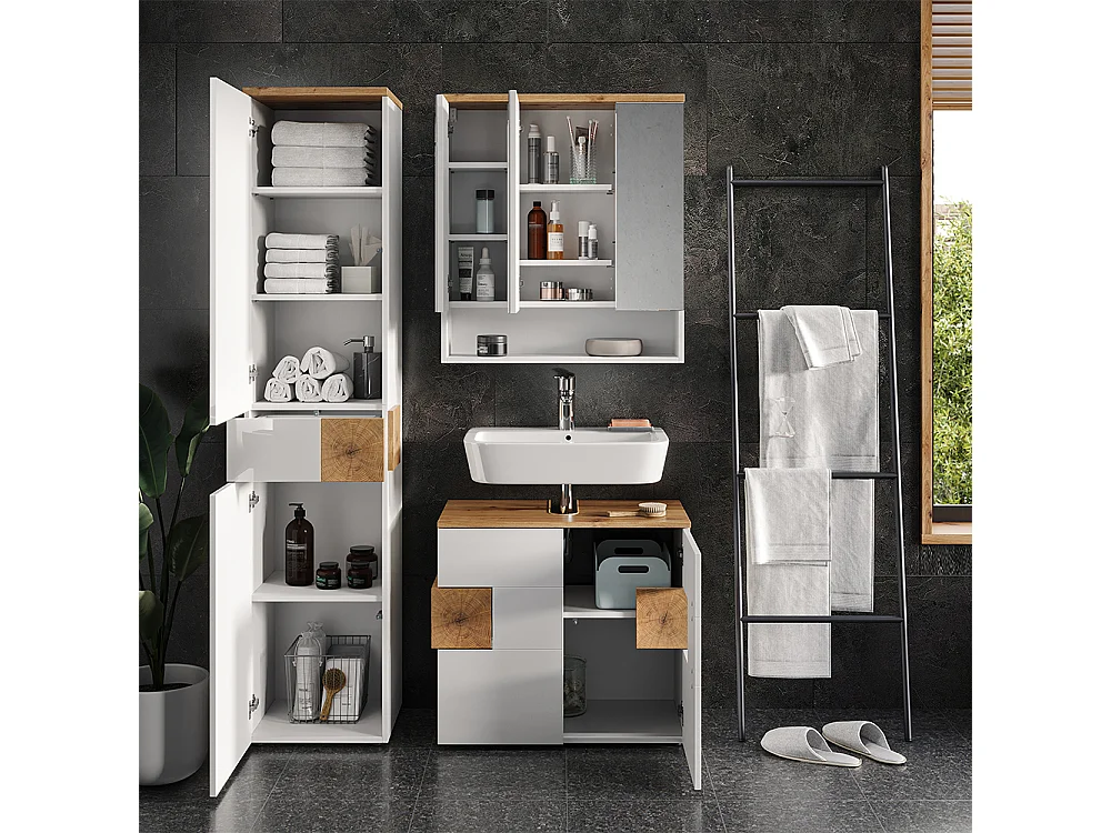 Meuble salle de bain blanc 40x37x184.2 eden