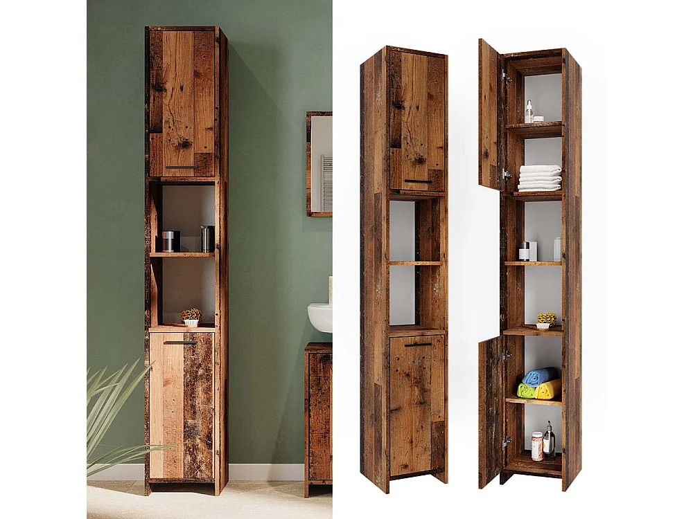 Badschrank eiche rustikal 30x30x190 kiko