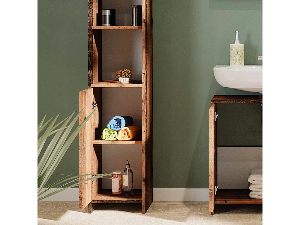 Badschrank eiche rustikal 30x30x190 kiko