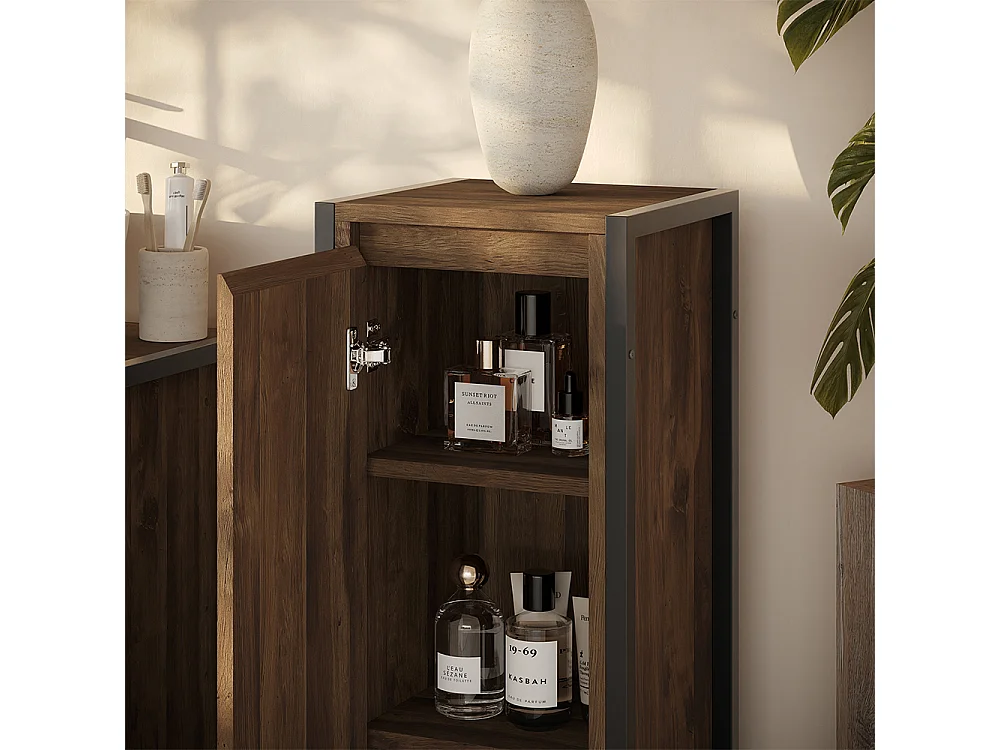 Armario mediano roble/negro 30x28x80 naola