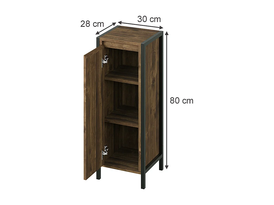 Meuble salle de bain chêne/noir 30x28x80 naola