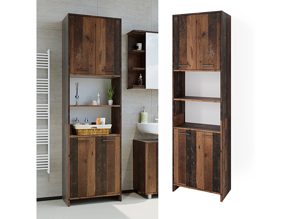 Badschrank eiche rustikal 56.1x30x190 maris