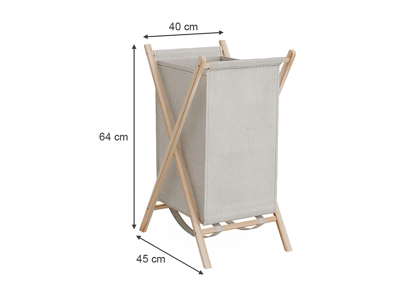 Cesto per la biancheria beige 40x45x64 bruno