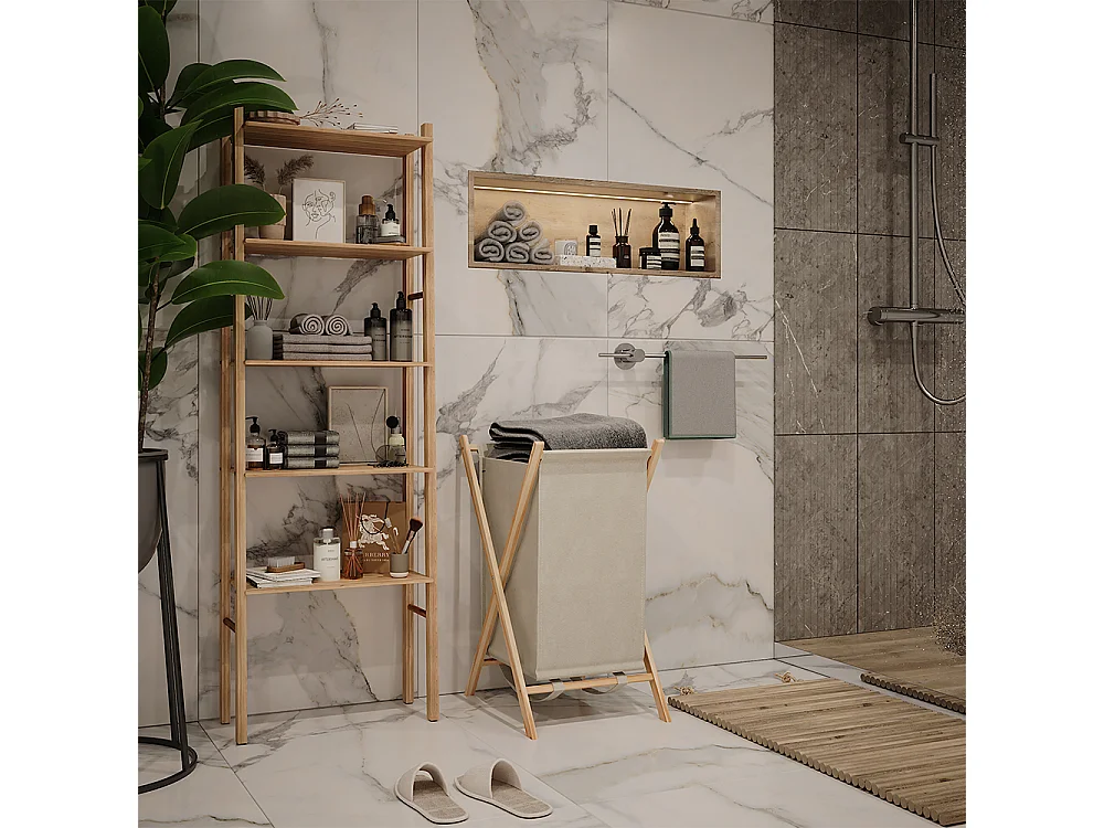 Cesto per la biancheria beige 40x45x64 bruno