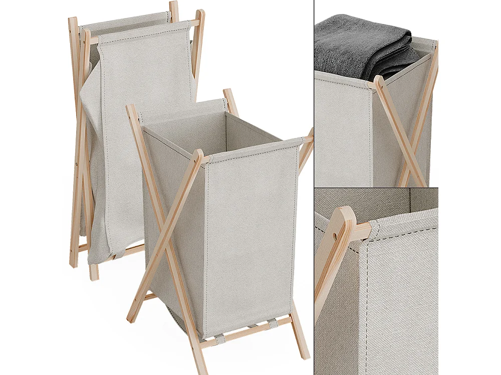 Cesto per la biancheria beige 40x45x64 bruno