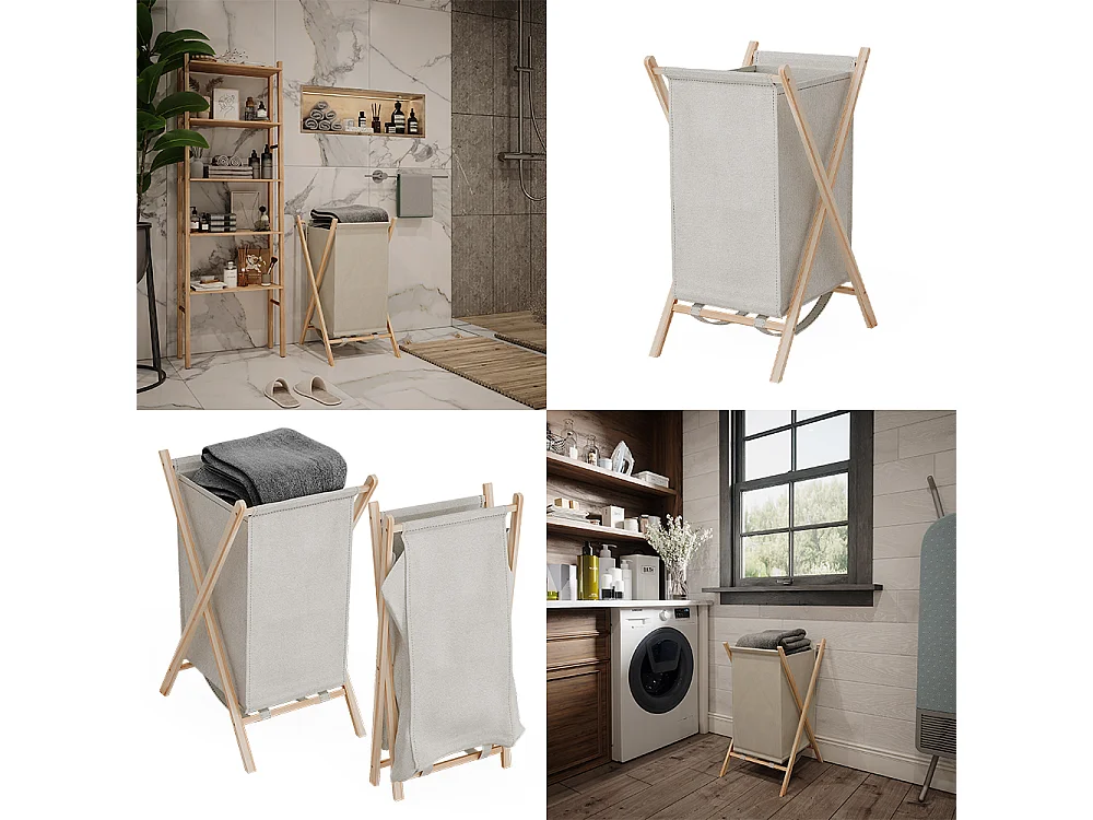Laundry basket beige 40x45x64 bruno