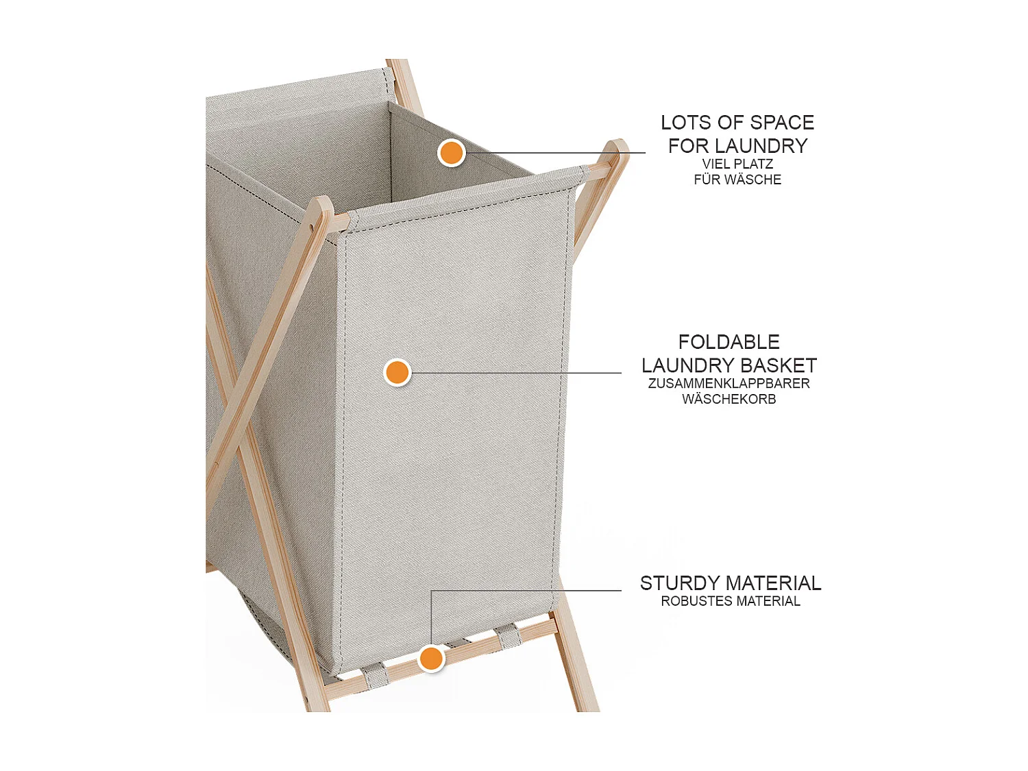 Laundry basket beige 40x45x64 bruno