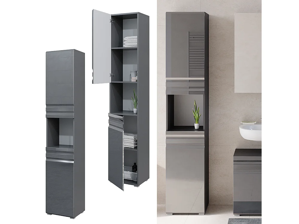 Meuble salle de bain anthracite haute brillance 36.4x31x190.5 fredd