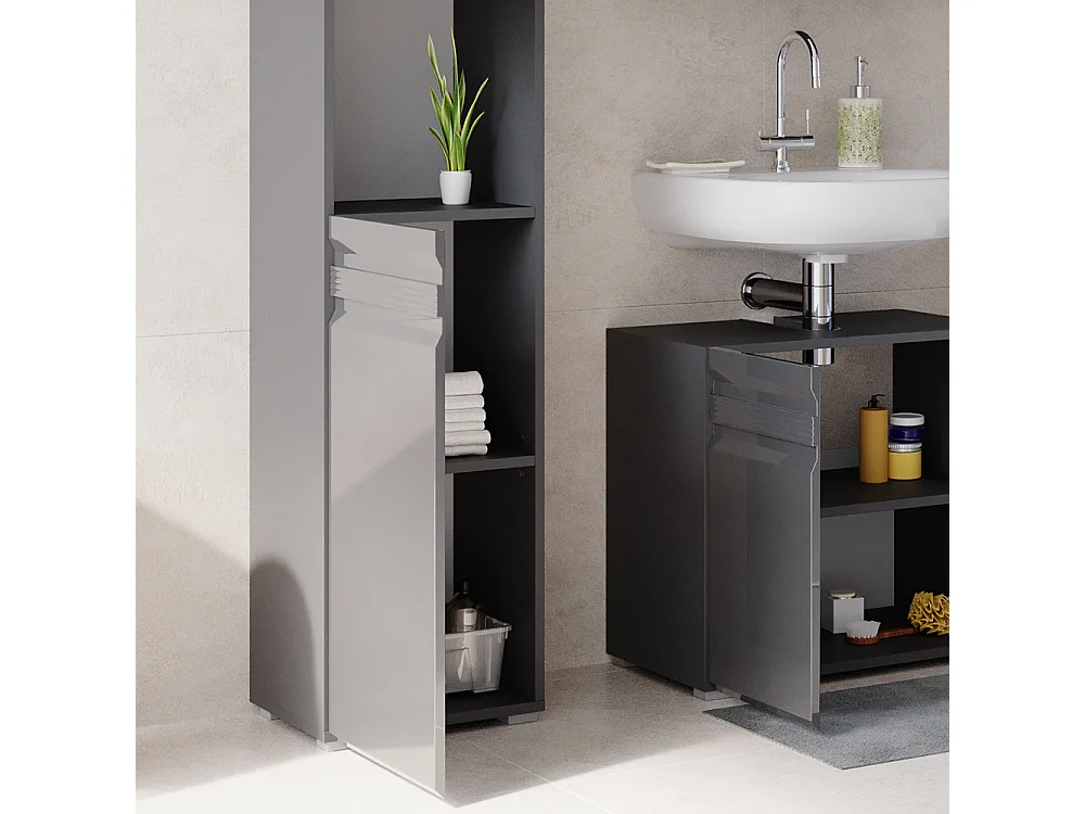 Meuble salle de bain anthracite haute brillance 36.4x31x190.5 fredd