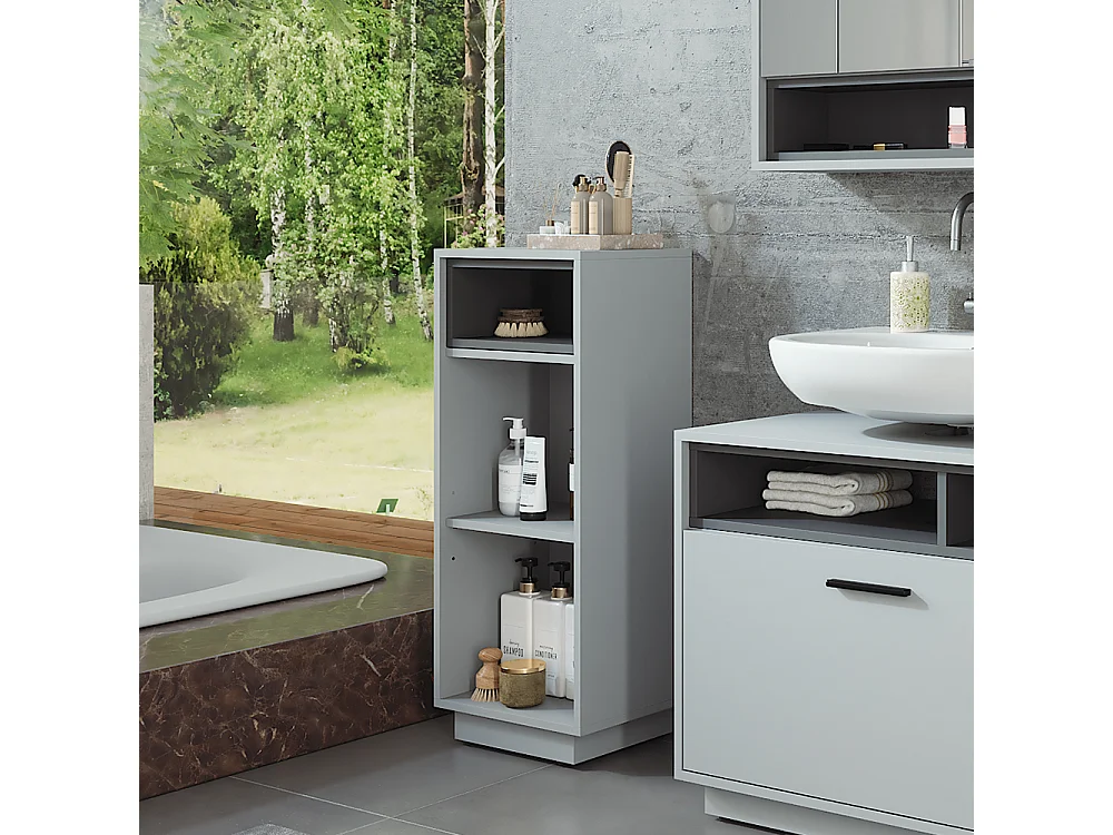 armoire de toilette gris/anthracite 38x30x93 beatrice