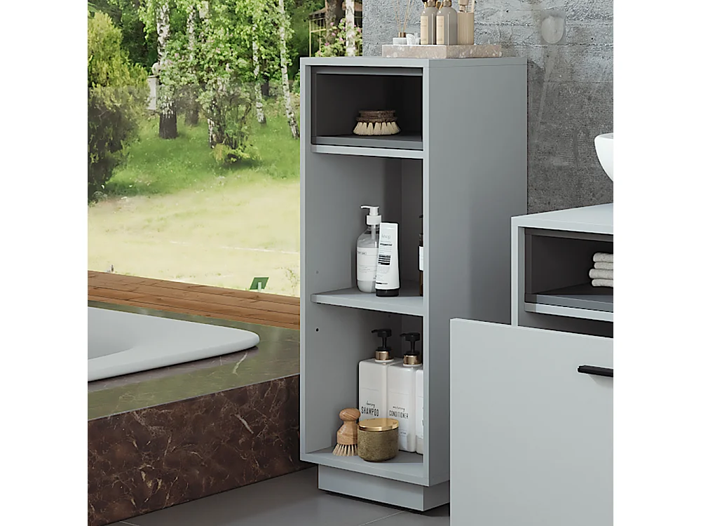 armoire de toilette gris/anthracite 38x30x93 beatrice